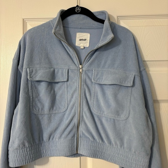 Aerie Groove On Zip Up Crop Jacket Size L Blue - Picture 3 of 14